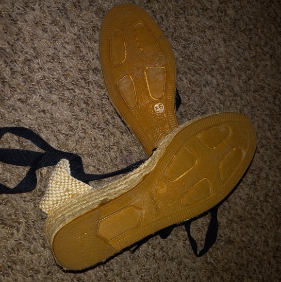 NWOB L.K. Bennett Black Canvas Espedrille Wedge Sandals Size 36 - Picture 5 of 6